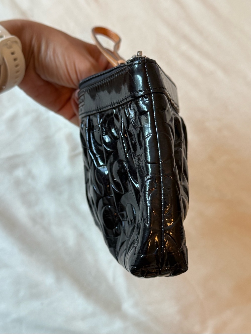 COACH | Signature C Black Patent Leather Wristlet - Picture 4 of 7